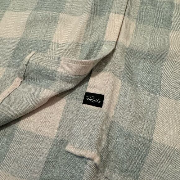 RAILS Britt Light Pink/Gray Plaid Cuffed Short Sleeve Shirt Women’s SIZE SMALL - Picture 8 of 12